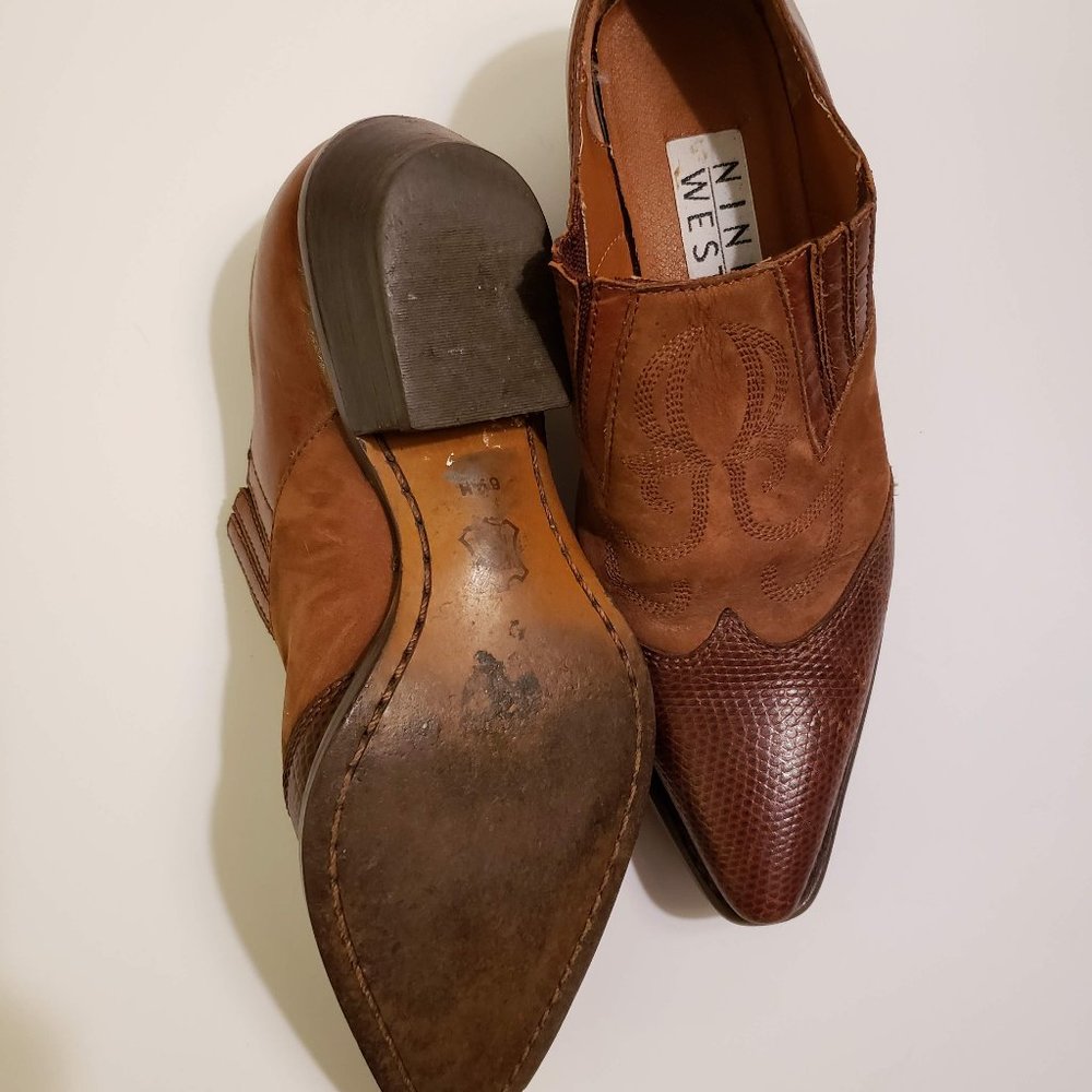 Nine West Brown Western Ankle Boots Size 6.5 - Picture 6 of 6